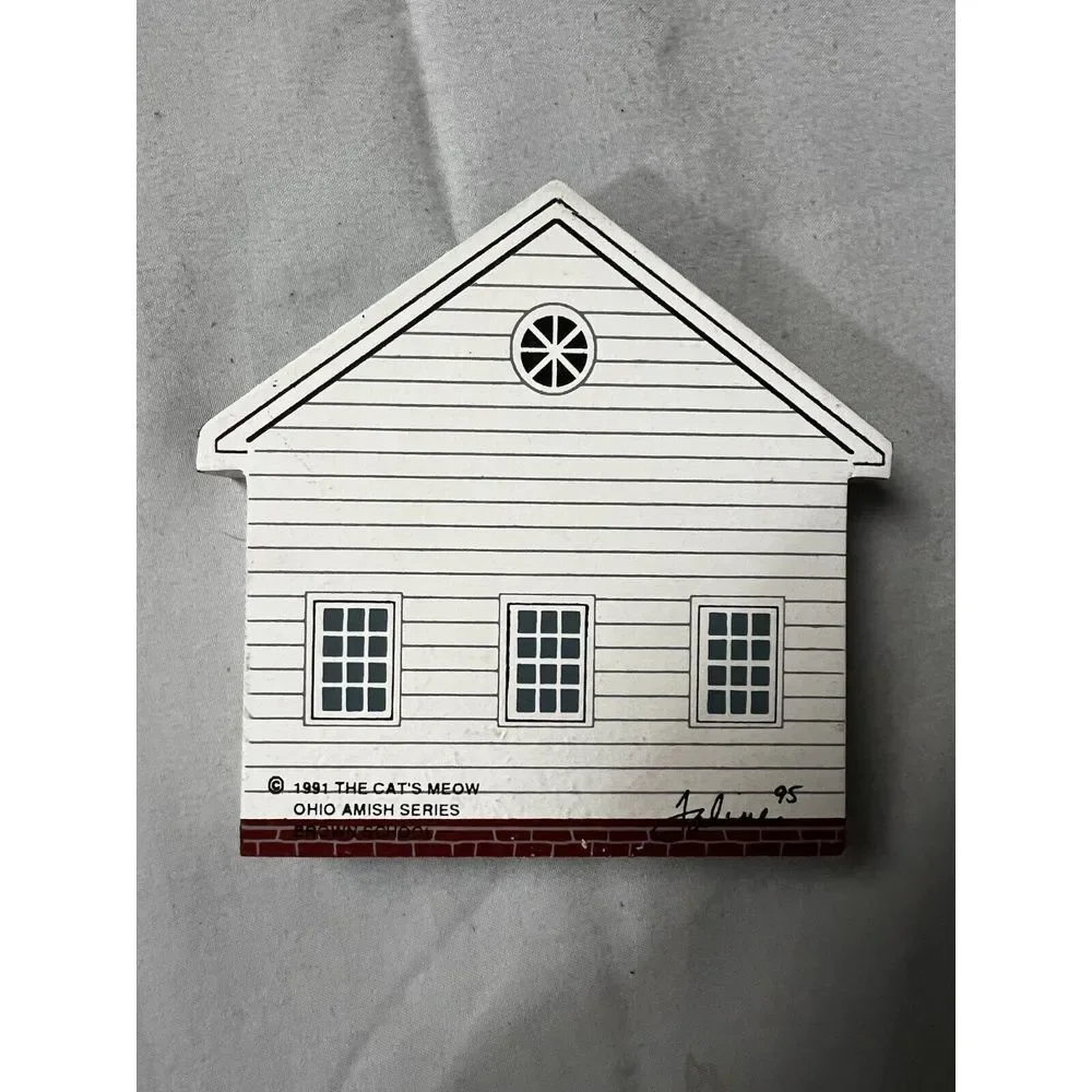 Cat's Meow Wood Village Ohio Amish‎ Series Brown School Schoolhouse 1991 Shelf